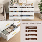 White 6 Drawer Dresser for Bedroom, 47" Wood Dresser with Gold Handles. - Image 5