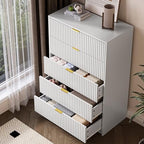 MAISONARIA 5 Drawer Dresser for Bedroom, Tall Dresser Chest of Drawers with Gold Handles, 32 Inch Wide Nightstand with for Bedroom, Living Rooms, Offices, and Entryways, White - Image 4