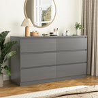 VERYKE Grey 6 Drawer Dresser for Bedroom,Chest of Drawers with No-Handle Design for Closet,Modern Wood Dresser Bedroom Storage Furniture - Image 6
