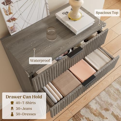Wood Tall 5 Drawers Dresser, 27.6" W Fluted Modern Dressers for Bedroom - Image 7