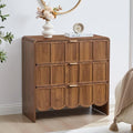 ORRD 3 Drawer Dresser for Bedroom, Modern Closet Chest of Drawers with Wave Fluted Drawer, Wood Storage Small Dresser Organizer for Nursery Bedroom Living Room Hallway Closet (Walnut) by ORRD