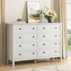 CARPETNAL 55" White Dresser for Bedroom with 8 Drawer & Deep Drawers by CARPETNAL
