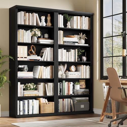 Rresyet Bookcase and Bookshelves, 28" W Tall Bookshelf, Black - Image 5