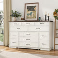 jiteentarou Tall Farmhouse 12 Drawer Dresser for Bedroom,63” Wood Dresser & Chest of Drawers with Power Outlets,Large & Wide Dressers for Bedroom,Tall Storage Dresser Organizer(White) by jiteentarou