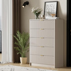 Furniway Beige Dresser for Bedroom, Modern Dresser with 5 Drawers and Smooth Slides, Wide Chest of Drawers with Golden Handles for Bedroom, Living Room, Closet, 15.7" D x 31.5" W x 47.2" H - Image 7