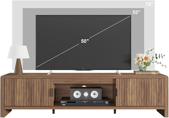 FATORRI TV Stand for 75/65/55 Inch TVs, Farmhouse Entertainment Center - Image 9