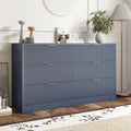 6 Drawer Fluted Dresser for the Bedroom, 55" Wide Wooden Dresser with Deep Drawers, Large Floor Chest of Drawers, Modern Long TV Stand, Storage Cabinet for Livingroom, Hallway, Blue by Provideyouwithbestproduct%EF%BC%81