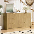 Furniway Mid Century Modern Dresser for Bedroom, 6 Drawer Wood Dresser with Fluted Front, 55.1" Wide Chest of Drawers for Living Room, Hallway, Natural Oak by Furniway