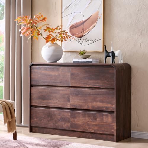 Aitjunz Modern 6 Drawers Dresser for Bedroom, 47" Wide Wood Dressers, Brown by AITJUNZ