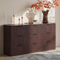 Fluted 9 Drawer Dresser for Bedroom, 54"W Wooden Large Long Chest of Drawer by DelArk
