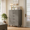Wood Tall 5 Drawers Dresser, 27.6" W Fluted Modern Dressers for Bedroom by Lulive