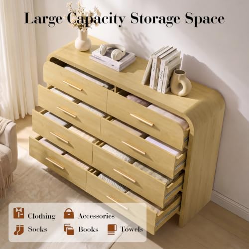 Curved Drawer Dresser for Bedroom with 8 Drawers, 54'' Wide Chest of Drawer - Image 5