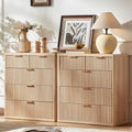 LEYAOYAO Fluted 5 Drawers Dresser for Bedroom Set of 2, 34" Tall Modern Chest of Drawers with Metal Handle, Curved Profile Design,Natural Wood Drawer Organizer for Bedroom,Living Room,Hallway,Natural by LEYAOYAO-Findtheshiningpointofyourideallife%EF%BC%81