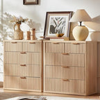 LEYAOYAO Fluted 5 Drawers Dresser for Bedroom Set of 2, 34" Tall Modern Chest of Drawers with Metal Handle, Curved Profile Design,Natural Wood Drawer Organizer for Bedroom,Living Room,Hallway,Natural by LEYAOYAO-Findtheshiningpointofyourideallife%EF%BC%81