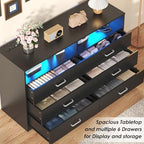 Bigbiglife Dresser for Bedroom, 6 Drawer Dresser with Charging Station and Led Light, Modern Chest of Drawers for Bedroom, Living Room,Black - Image 6