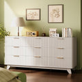 Bonnlo Fluted Dressers Chest of Drawers,57" Fluted Wide Modern Dresser with Metal Handle, Curved Profile Design, Wood Drawer Organizer for Bedroom, White by Bonnlo