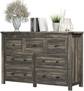 Xixini 47.2" Wide 7-Drawer Farmhouse Dresser for Bedroom, Dark Brown by Xixini