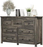 Xixini 47.2" Wide 7-Drawer Farmhouse Dresser for Bedroom, Dark Brown by Xixini