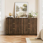 Furniway Walnut Dresser for Bedroom, Modern Dresser with 6 Drawers and Smooth Slides, Wide Chest of Drawers with Golden Handles for Bedroom, Living Room, Closet, 15.7" D x 55.1" W x 31.4" H - Image 5