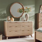 T4TREAM 54" Wide Fluted 6 Drawer Dresser for Bedroom, Natural Oak - Image 3
