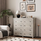 Xixini 47.2" Wide 8-Drawer Farmhouse Dresser for Bedroom, Light Grey - Image 2