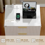 Lulive Wood 3 Drawers Dresser w/Charging Station, Modern Fluted Night Stand - Image 3