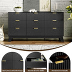 HUANLEGO Fluted Dresser for Bedroom with 9 Drawers, Black - Image 3