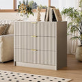 MAISONARIA Fluted Dresser for Bedroom, 32 Inch Wide Nightstand with Large Drawer, 3 Drawer End Table for Bedroom, Living Rooms, Offices, and Entryways, Beige by MAISONARIA