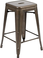 Flash Furniture Lily 24" High Metal Counter-Height, Indoor Bar Stool in Gun - Image 11