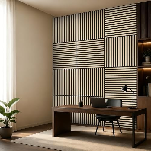 Art3d 12-Pack Acoustic Wood Slat Panel & Ceiling Tile, 2 x 2 ft, Ashtree - Image 3