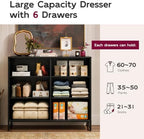 WLIVE Black Fabric Dresser for Bedroom, 6 Drawer Dressers Chest of Drawers - Image 5