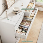 Modern 8 Drawer Dresser, Simply Chest of Drawers for Bedroom, Wood Storage Dresser with Deep Drawers for Living Room/Hallway/Entryway (White) - Image 6