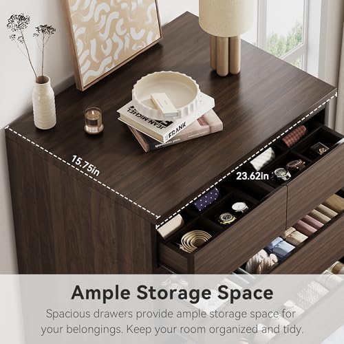 Brown Tall 7 Drawer Dresser for Bedroom, Modern Wood Closet Dressers & Chests of Drawers with Jewelry Storage, 23.6" L*15.8" W*47.5" H in Large Vertical Dresser for Bedroom, Living Room, Nursery - Image 4