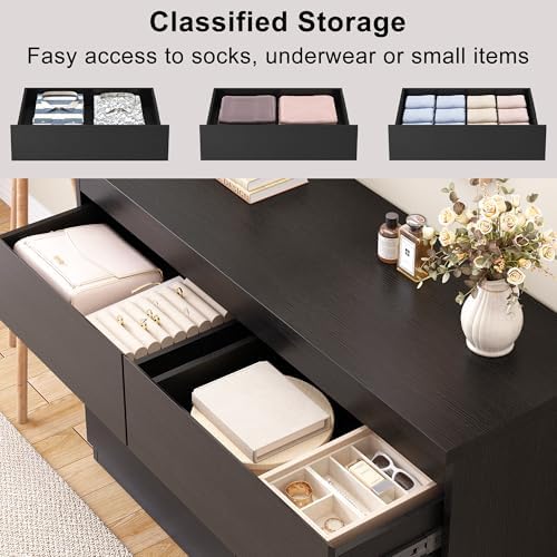 Jocoevol Black 8 Drawer Dresser for Bedroom (15.3" D x 55.2" W x 32.3" H) - Image 3