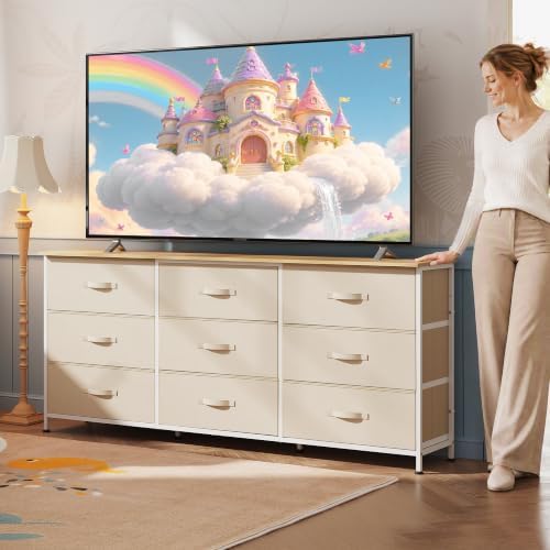 WLIVE Dresser TV Stand for 75 Inch TV, 9 Drawer Dresser for Bedroom - Image 2