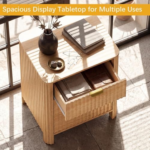 Wodeer 3 Drawer Dresser for Bedroom, 20" W Wood Storage Cabinet with Fluted Design, Modern Chest of Drawers for Living Room, Nursery Clothing Organizer with Metal Slides, Anti-Tipping - Image 4