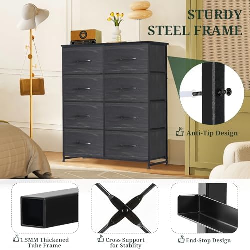 8-Drawer Dresser for Bedroom, Anti-Tip Tall Storage Organizer - Image 4
