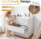 Karl home White 3 Drawer Fluted Nightstand, Modern Storage Chest of Drawers - Image 4