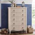 5-Drawer 47" Tall Fluted Dresser, Vertical Chest of Drawers,Nature Oak by FUSUNBAO