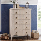 5-Drawer 47" Tall Fluted Dresser, Vertical Chest of Drawers,Nature Oak by FUSUNBAO