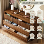 LYNSOM Walnut Fluted 7 Drawer Dresser for Bedroom, Curved Edge, 50" Wide - Image 4