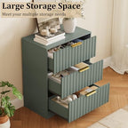 Fluted 3 Drawers Dresser for Bedroom, 30" Tall Modern Wood Dressers, Green - Image 3