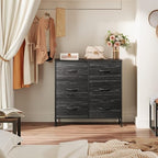 WLIVE Dresser for Bedroom with 6 Drawers, Charcoal Black Wood Grain Print - Image 2