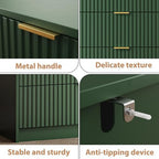 MAISONARIA Green Fluted Dresser for Bedroom, 32 Inch Wide Nightstand with Large Drawer, 3 Drawer End Table for Bedroom, Living Rooms, Offices, and Entryways - Image 4