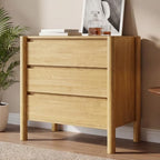 HOUROM Oak 3 Drawer Dresser for Bedroom, Mid Century Modern Chest by HOUROMDresserforBedroom