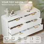 Decofy 55" W Fluted 6-Drawer Dresser for Bedroom, Pure White - Image 3