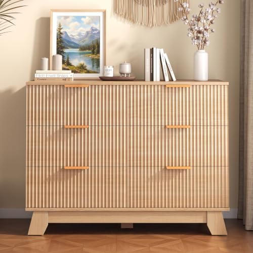 DUMOS Fluted Dresser for Bedroom, Wide Modern Storage Organizer, 6 Drawers by DumosLifestyle