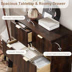 QUW Fluted 5 Drawers Dresser for Bedroom, Modern 40.2" Tall Drawer Dressers with Metal Handle, Wooden Chest of Dresser for Living Room, Hallway, Solid Wood Legs, Curved Profile Design, Dark Walnut - Image 6