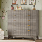 BORNOON 46" Tall Dresser for Bedroom, 10-Drawer Fluted Chest of Drawers, Modern Wood Highboy with Metal Slides and Handles, Anti-Tip Kit, Vertical Clothes Storage Organizer for Apartment, Closet - Image 6