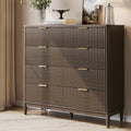 LINSY HOME Fluted Dresser for Bedroom with 8 Drawers, 47" Wide Mid Century Modern Dressers, Tall Boho Chest of Drawer, Large Wood Accent Storage Cabinet for Living Room, Curved Profile Design, Walnut by LINSYHOME
